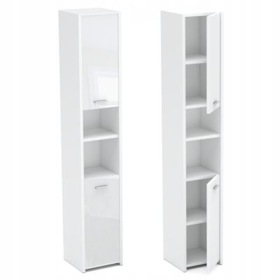 Colonne de salle de bain 30 cm blanc brillant-meuble de rangement sur pied