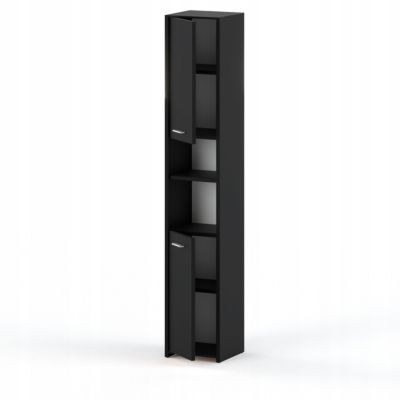 Colonne de salle de bain 30 cm noir - meuble de rangement sur pied