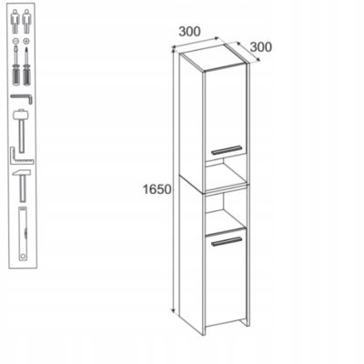 Colonne de salle de bain 30 cm noir - meuble de rangement sur pied
