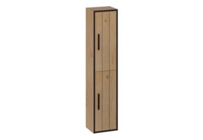 Colonne de salle de bain ANAIS 2 portes 140x30x25 cm chêne et noir T-BATH