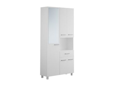 Colonne de salle de bain avec miroir sur pied - 180 cm - Blanc - MINELA