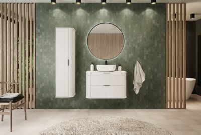 Colonne de salle de bain, blanc, poignée dorée, 35,5 x 139 x 31,5 cm