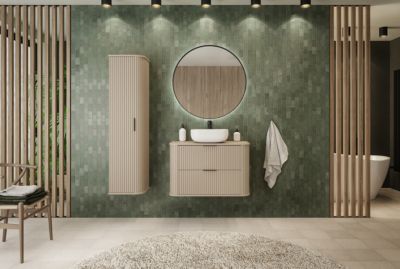 Colonne de salle de bain, cachemire,  poignée noire, 35,5 x 139 x 31,5 cm