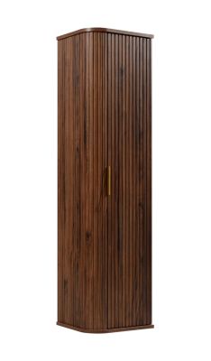 Colonne de salle de bain, chêne noyer, poignée dorée, 35,5 x 139 x 31,5 cm