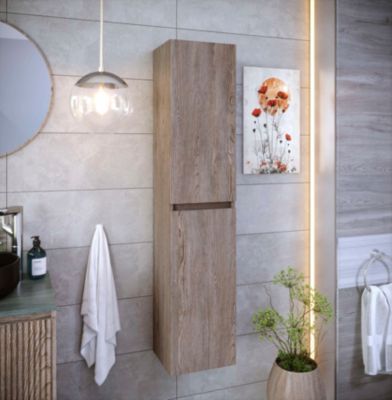 Colonne de salle de bain CIMS 2 portes 140x30x27 cm chêne coffee urban T-BATH
