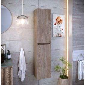 Colonne de salle de bain CIMS 2 portes 140x30x27 cm chêne coffee urban T-BATH