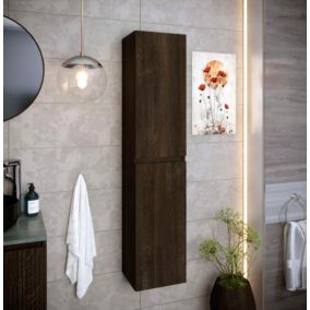 Colonne de salle de bain CIMS 2 portes 140x30x27 cm chêne dark T-BATH