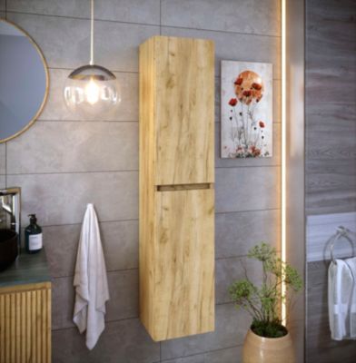 Colonne de salle de bain CIMS 2 portes 140x30x27 cm chêne T-BATH