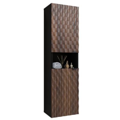 Colonne de salle de bain collection KING  Chene foncé et noir