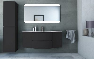 Colonne de salle de bain graphite mat Vague 40 cm