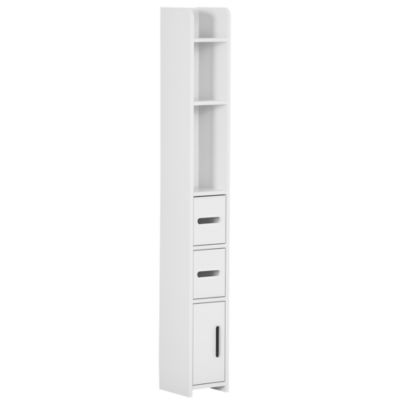 Colonne de salle de bain H. 120 cm - 3 portes, 2 niches, étagère - blanc