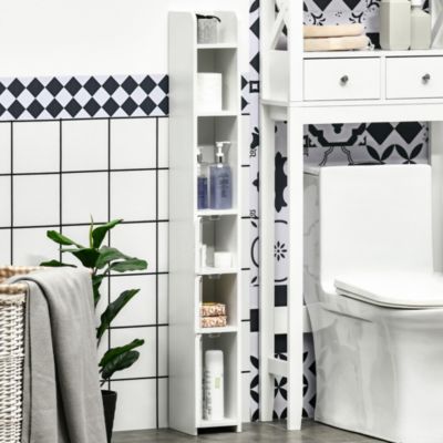 Colonne de salle de bain H. 120 cm - 3 portes, 2 niches, étagère - blanc