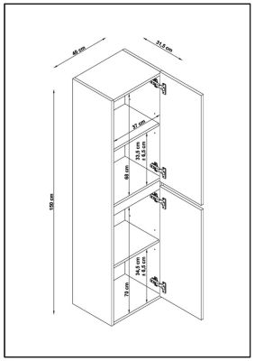 Colonne de salle de bain KIVE 2 portes 150x40x31,6 cm chêne T-BATH