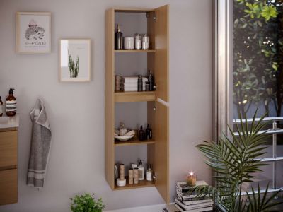 Colonne de salle de bain KIVE 2 portes 150x40x31,6 cm chêne T-BATH