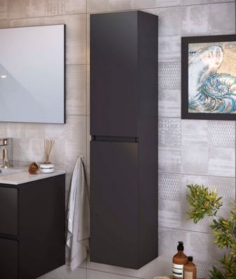 Colonne de salle de bain NELI 2 portes 140x30x27 cm gris anthracite T-BATH