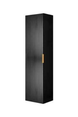 Colonne de salle de bain, Noir, 35 x 136 x 27 cm, poignée dorée