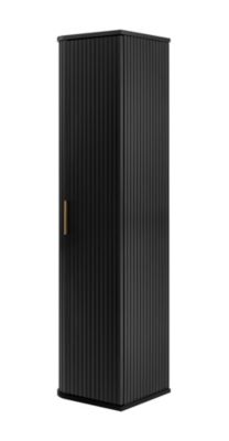 Colonne de salle de bain, noir, poignée dorée, 35,5 x 139 x 31,5 cm