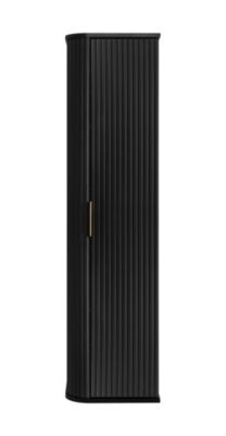 Colonne de salle de bain, noir, poignée dorée, 35,5 x 139 x 31,5 cm