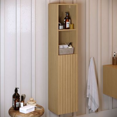 Colonne de salle de bain SANDKA 1 porte 140x30x27 cm chêne T-BATH