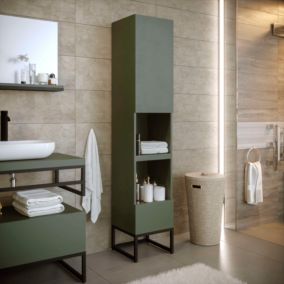 Colonne de salle de bain SPA 1 porte 1 tiroir 180x35x35 cm mélaminé vert TALESA