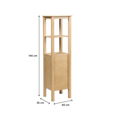 Colonne de salle de bain sur pieds chêne NESTO 145cm porte lisse