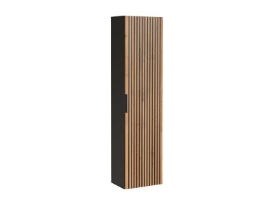 Colonne de salle de bain suspendue - Naturel clair et noir -  H140 cm - MADELA