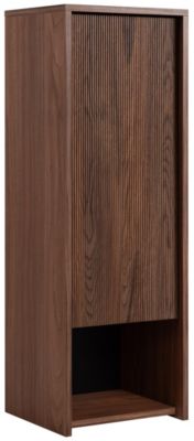 Colonne de salle de bain suspendue PEZZO 100 cm noyer foncé avec façade cannelée