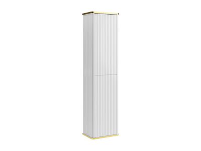 Colonne de salle de bain suspendue striée liseré doré - Blanc - H140 cm - KELIZA