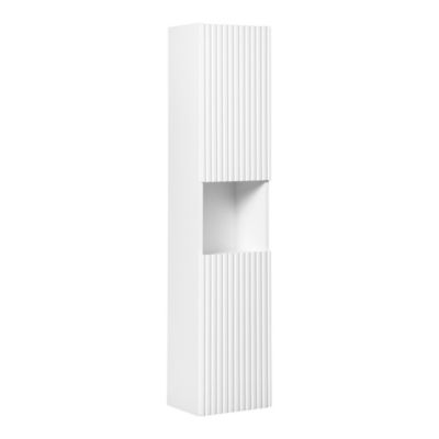Colonne de salle de bain VANO  2 portes et 1 niche  Blanc alpin  L30 x H140 x P25 cm  Meuble suspendu