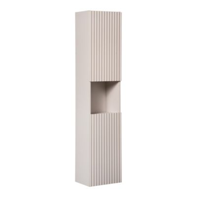 Colonne de salle de bain VANO  2 portes et 1 niche  Marron congo  L30 x P25 x H140 cm  Meuble suspendu