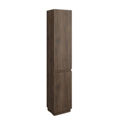 Colonne de salle de bains 2 portes à suspendre H.185 x P.30 x l.36 cm effet noyer Monolite
