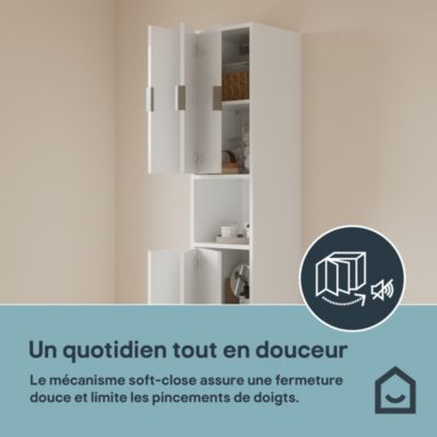 Colonne de salle de bains 2 portes suspendue blanc mat H.160 x l.35 x P.36 cm GoodHome Nava