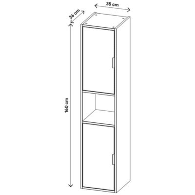 Colonne de salle de bains 2 portes suspendue blanc mat H.160 x l.35 x P.36 cm GoodHome Nava