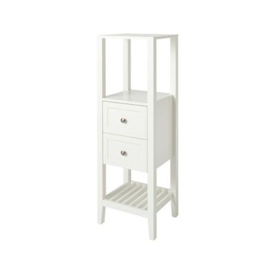 Colonne de salle de bains à poser 2 tiroirs et 2 niches blanc mat L.40 x H.120 x P.36 cm, GoodHome Perma