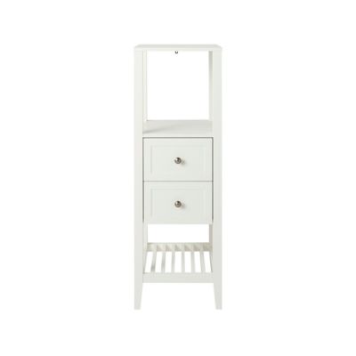 Colonne de salle de bains à poser 2 tiroirs et 2 niches blanc mat L.40 x H.120 x P.36 cm, GoodHome Perma