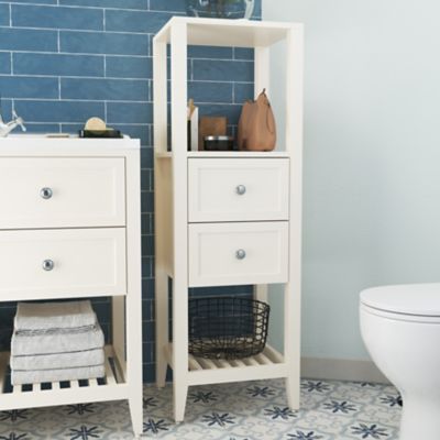 Colonne de salle de bains à poser 2 tiroirs et 2 niches blanc mat L.40 x H.120 x P.36 cm, GoodHome Perma