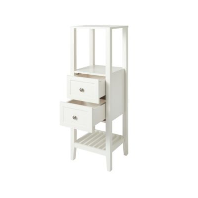 Colonne de salle de bains à poser 2 tiroirs et 2 niches blanc mat L.40 x H.120 x P.36 cm, GoodHome Perma