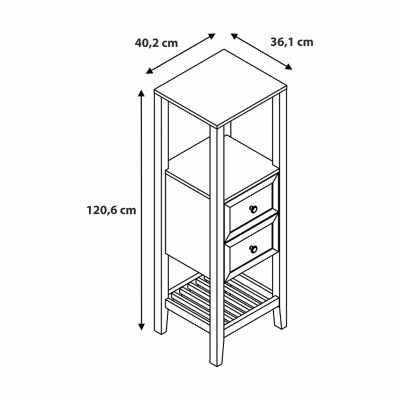 Colonne de salle de bains à poser 2 tiroirs et 2 niches placage chêne l.40,2 x H.120,6 x P.36,2 cm, GoodHome Perma