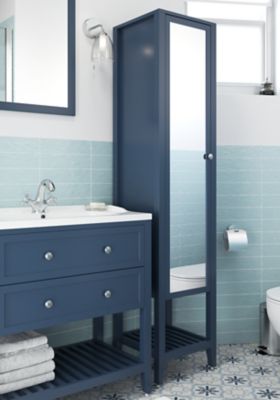 Colonne de salle de bains à poser avec miroir bleu mat l.36 x H.185 x P.40 cm, GoodHome Perma