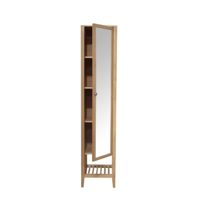 Colonne de salle de bains à poser avec miroir placage chêne l.36 x H.185 x P.40 cm, GoodHome Perma