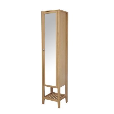 Colonne de salle de bains à poser avec miroir placage chêne l.40,2 x H.185 x P.36,1 cm, GoodHome Perma