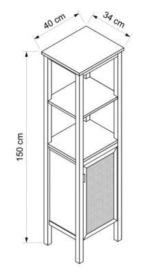 Colonne de salle de bains à poser l.40 x H.150 x P.34 cm, placage chêne et cannage, Thiam