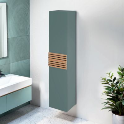 Colonne de salle de bains à suspendre 2 portes ouverture gauche l.35 x H.160 x P.31,2 cm vert toundra, Decotec Archi