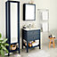 Colonne de salle de bains avec miroir GoodHome Perma bleu H. 185 cm