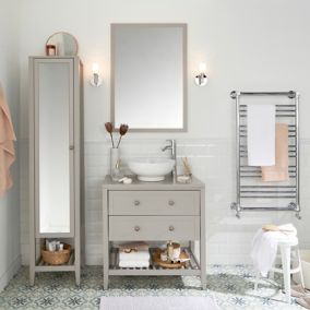 Colonne de salle de bains avec miroir GoodHome Perma taupe H. 185 cm