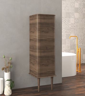 Colonne de salle de bains avec pieds 1 porte H.123 cm, effet noyer, IDRA