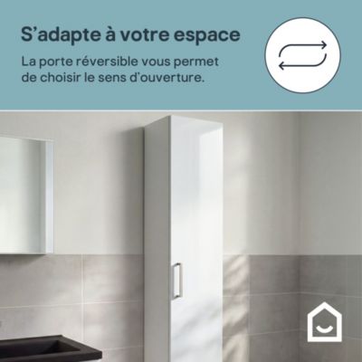 Colonne de salle de bains blanc brillant l. 30 x H. 180 x P. 36 cm GoodHome Imandra