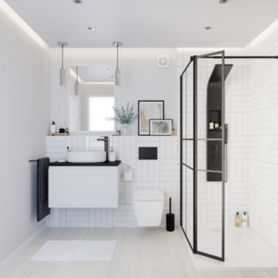 Colonne de salle de bains blanc mat 2 portes l.40 x H.160 x P.36 cm Levanna