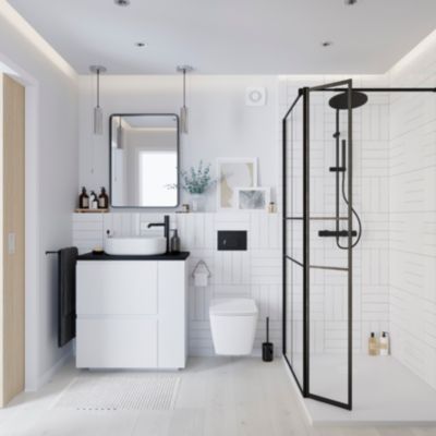Colonne de salle de bains blanc mat 2 portes l.40 x H.160 x P.36 cm Levanna