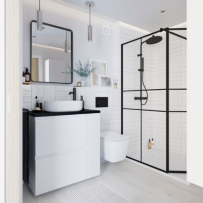 Colonne de salle de bains blanc mat 2 portes l.40 x H.160 x P.36 cm Levanna